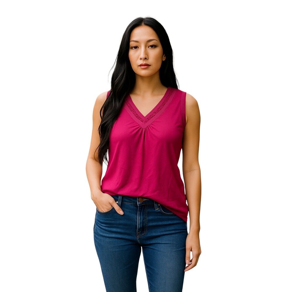Croft & Barrow Womens Sz XL Pink Solid Sleeveless Tank Blouse